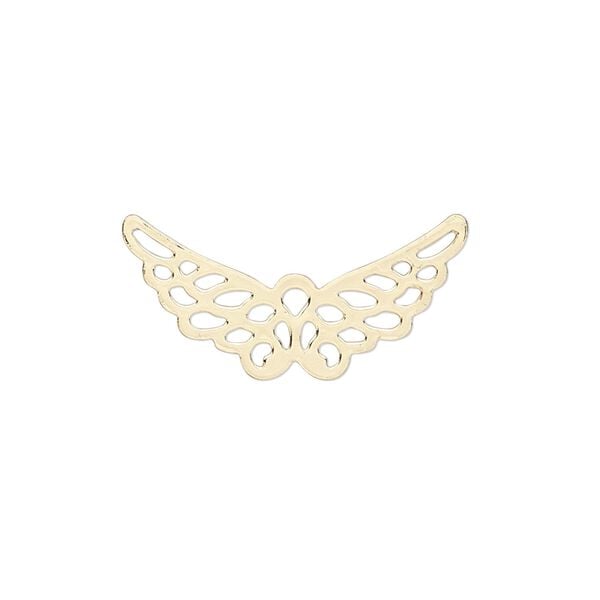 Charm, gold-finished steel, 25x12mm wing with cutout. Sold per pkg of 10. image number 0