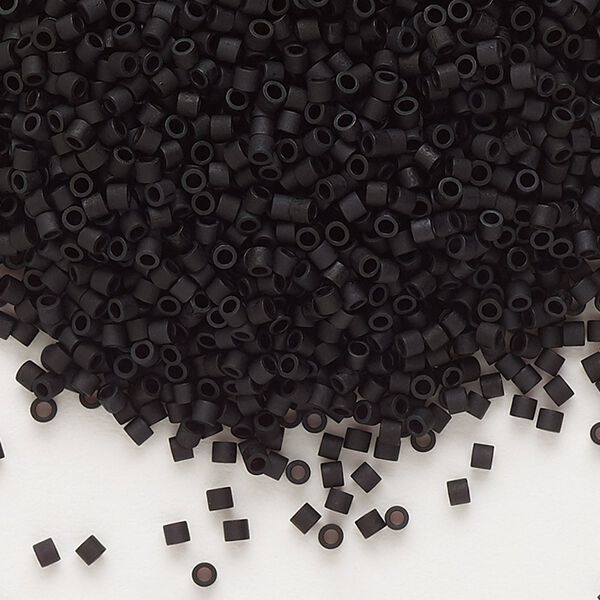 Seed bead, Delica®, glass, pkg/50g, #15 round, opaque matte black (DBS-0310). image number 0