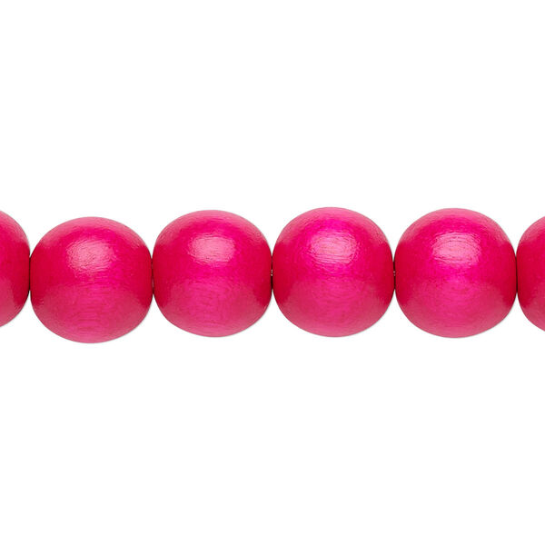 Bead, Taiwanese cheesewood (dyed / waxed), dark pink, 9-10mm round. Sold per pkg of (2) 15-1/2" to 16" strands. image number 0