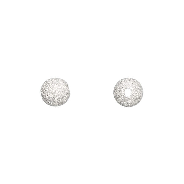 Bead, sterling silver, 7mm stardust round. Sold per pkg of 2. image number 0