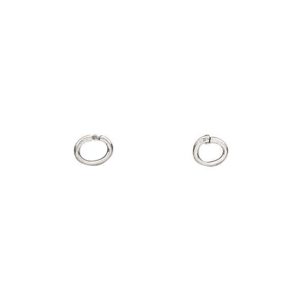 Loop Lock™, JBB Findings, antique silver-plated brass, 5x4mm oval. Sold per pkg of 4. image number 0