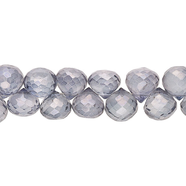 Quartz crystal 1pkg1, hand-cut top-drilled micro-faceted teardrop bead 7 inch 7x6mm-10x9mm image number 0