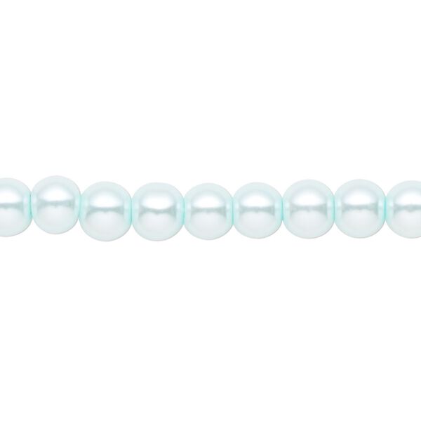 Bead, crystal pearl, light blue, 6mm round. Sold per pkg of (2) 15-1/2" to 16" strands, approximately 130 beads. image number 0