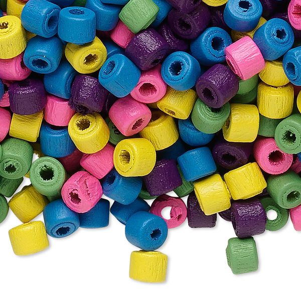 Bead mix, painted wood, mixed colors, 5x4mm heishi. Sold per 90-gram pkg. image number 0