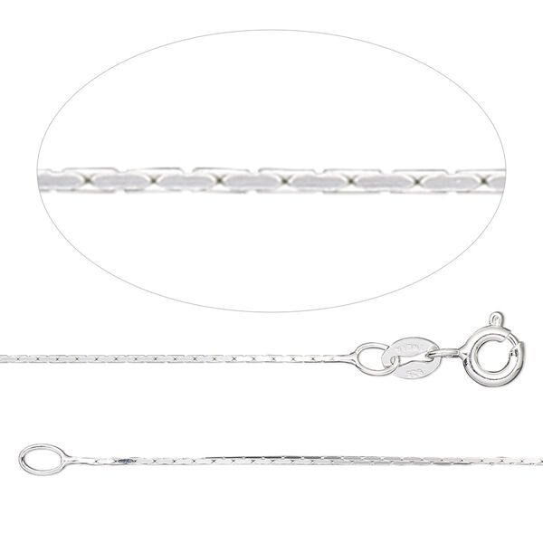 Chain, Gossamer™, sterling silver, 0.5mm square cable, 18 inches with springring clasp. Sold individually. image number 0