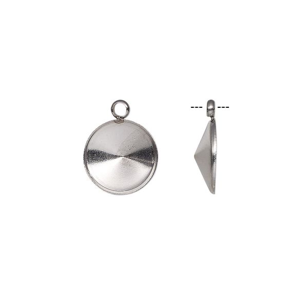 Drop, Almost Instant Jewelry®, stainless steel, 11mm round with SS47 rivoli setting. Sold per pkg of 4. image number 0
