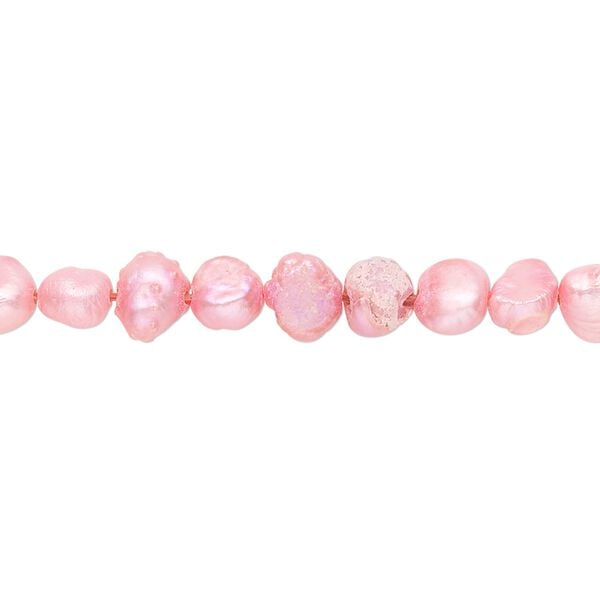 Pearl, cultured freshwater (dyed), dark blush, 4-6mm flat-sided potato, D grade, Mohs hardness 2-1/2 to 4. Sold per 14-inch strand. image number 0