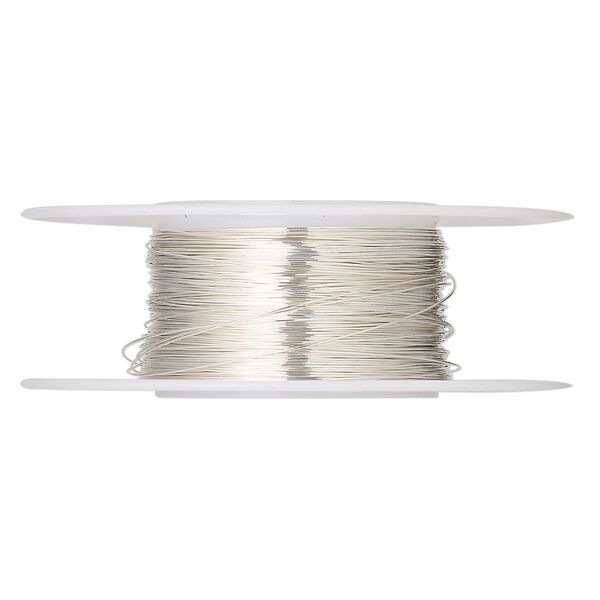 Wire, sterling silver, half-hard, round, 30 gauge. Sold per pkg of 1 ounce. image number 0