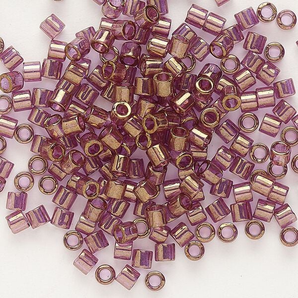 Seed bead, Delica®, glass, pkg/250g, #8 round, translucent gold luster amethyst (DBL-0108). image number 0
