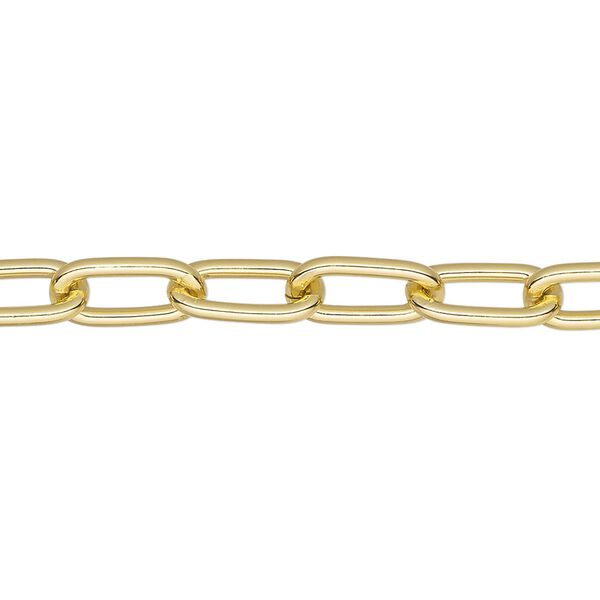 Chain, anodized aluminum, gold, 6mm long cable. Sold per pkg of 25 feet. image number 0