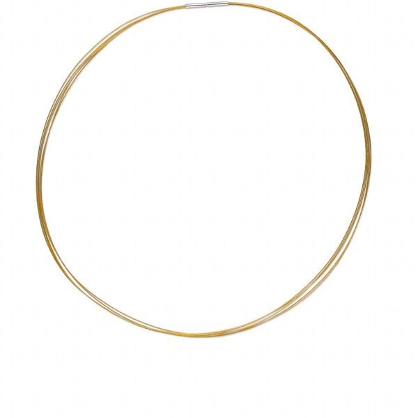 Necklace, plastic coated stainless steel, gold, 5-strand choker-style, 18-inches. Sold individually. image number 0