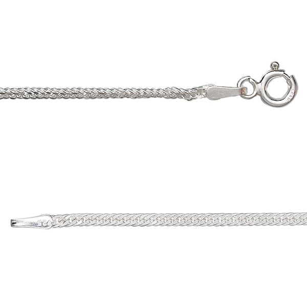 Chain, sterling silver, 2mm double curb, 24 inches. Sold individually. image number 0