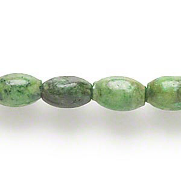 Bead, magnesite (dyed / stabilized), apple green, 6x4mm-7x4mm oval, C grade, Mohs hardness 3-1/2 to 4. Sold per 15-inch strand. image number 0