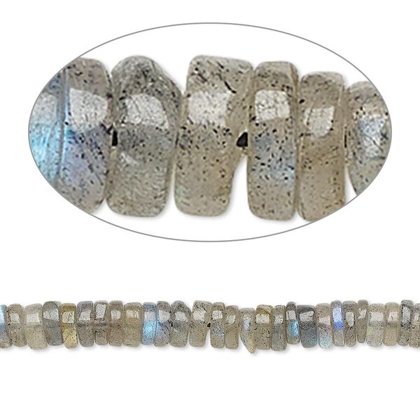 Labradorite 1pkg1, hand-cut rondelle bead natural B grade, 8 inch 4x1mm-6x2mm image number 0