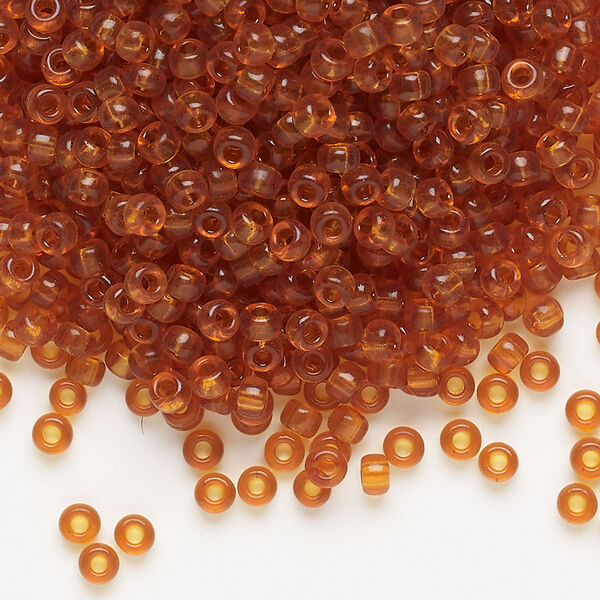Seed bead, Miyuki, glass, pkg/250g, #8 rocaille, transparent topaz (RR-133). image number 0
