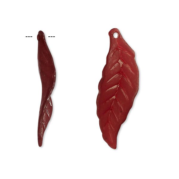 Focal, acrylic, frosted dark brown, 30x10mm leaf with 0.5mm hole. Sold per pkg of 100. image number 0