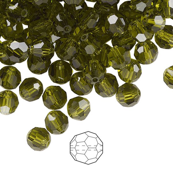 Bead 288pk olivine, Preciosa Czech crystal 6mm round image number 0