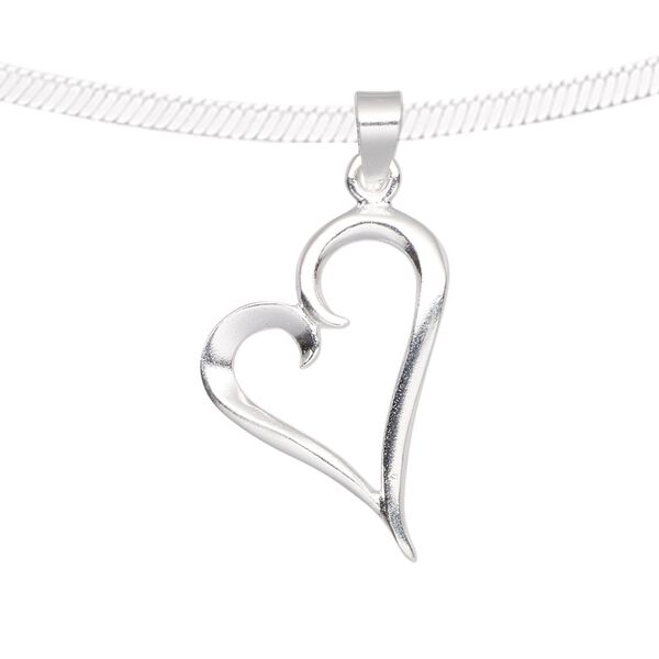 Pendant, sterling silver, 25x16mm fancy open heart. Sold individually. image number 0