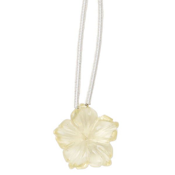 Lemon quartz 1pkg1, hand-cut top-drilled 1-sided carved flower bead 16mm image number 0