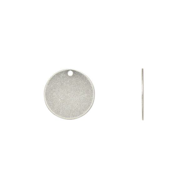 Drop, antique silver-plated brass, 12mm flat round. Sold per pkg of 100. image number 0