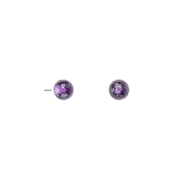 Amethyst 1pkg2, half-drilled faceted round bead natural 4mm image number 0