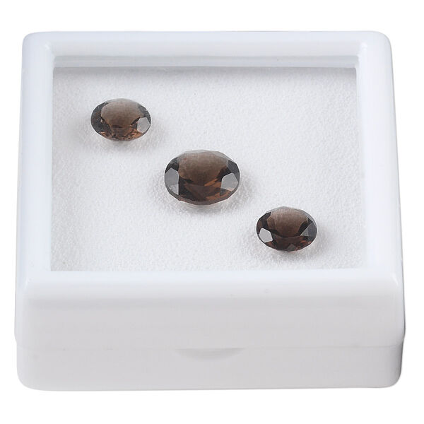 Smoky quartz 1pkg3, hand-cut faceted round gem A grade, 8mm / 10mm image number 0
