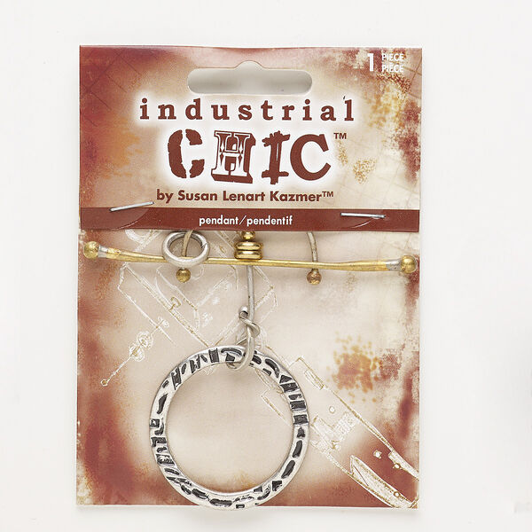 Focal, antiqued nickel- / brass- / silver-finished steel / "pewter" (zinc-based alloy), 2-7/8 x 2-3/4 inches. Sold individually. image number 0