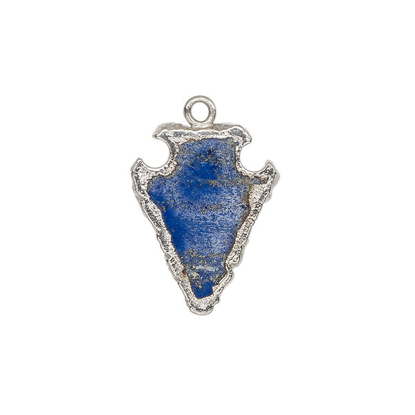 Lapis lazuli / sterling silver 1pkg1, electroplated hand-cut arrowhead drop natural 20x15mm image number 0