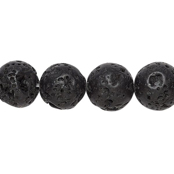 Lava rock 1pkg1, round bead 15.5-16 inch 12mm image number 0