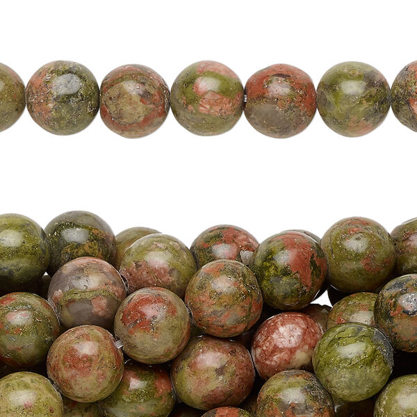 Unakite 1pkg10, round bead natural 15.5-16 inch 8mm image number 0