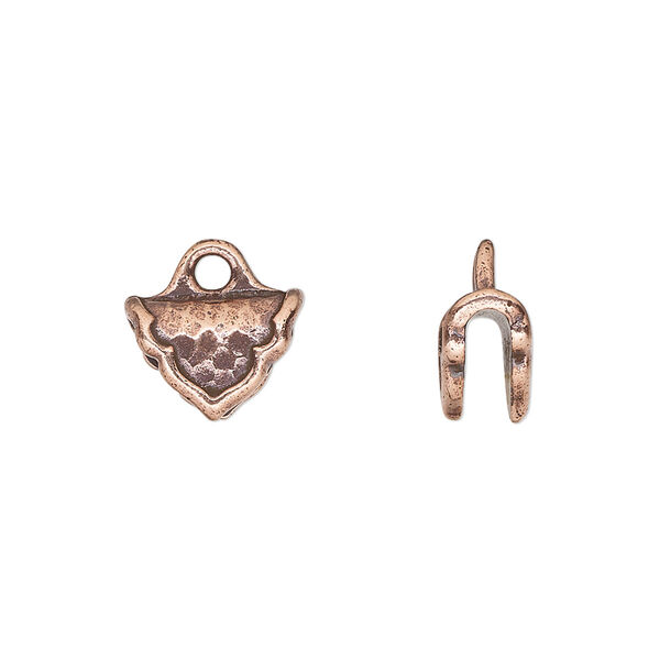 Crimp end, TierraCast®, antique copper-plated pewter (tin-based alloy), 12x8mm palace, 2.7mm inside diameter. Sold per pkg of 2. image number 0