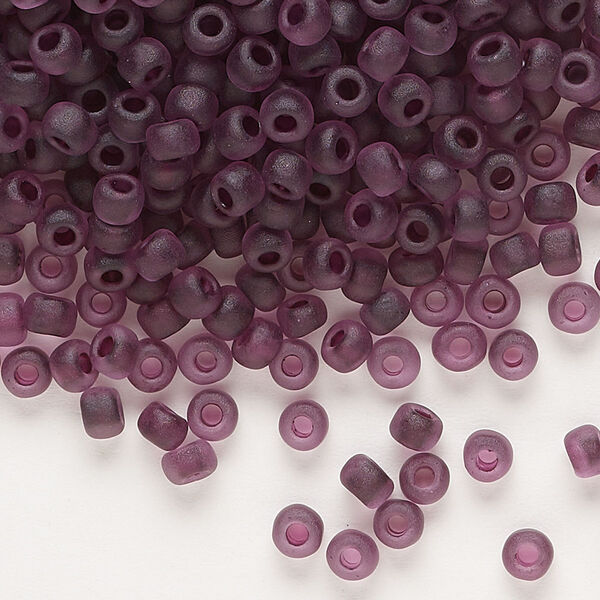 Seed bead, Dyna-Mites™, glass, translucent matte inside color dark mauve, #6 round. Sold per 40-gram pkg. image number 0