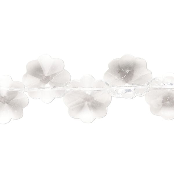 Bead, glass, clear, 12mm top-drilled faceted flower. Sold per 15-inch strand. image number 0