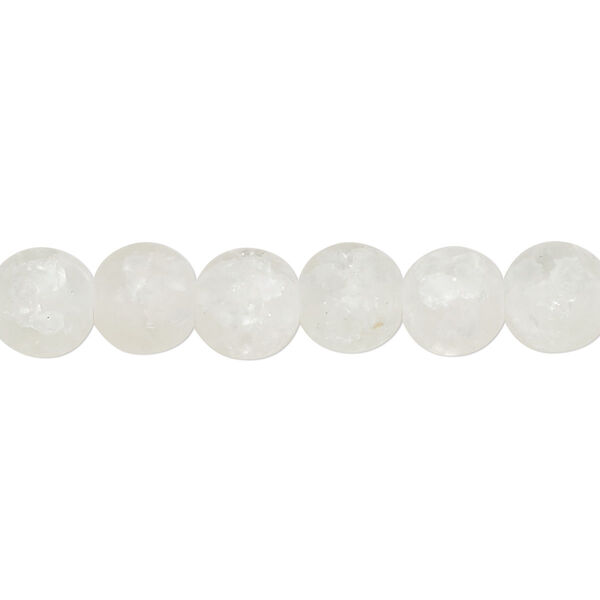Bead, crackle glass, translucent matte clear, 7-8mm round. Sold per 15-1/2" to 16" strand. image number 0