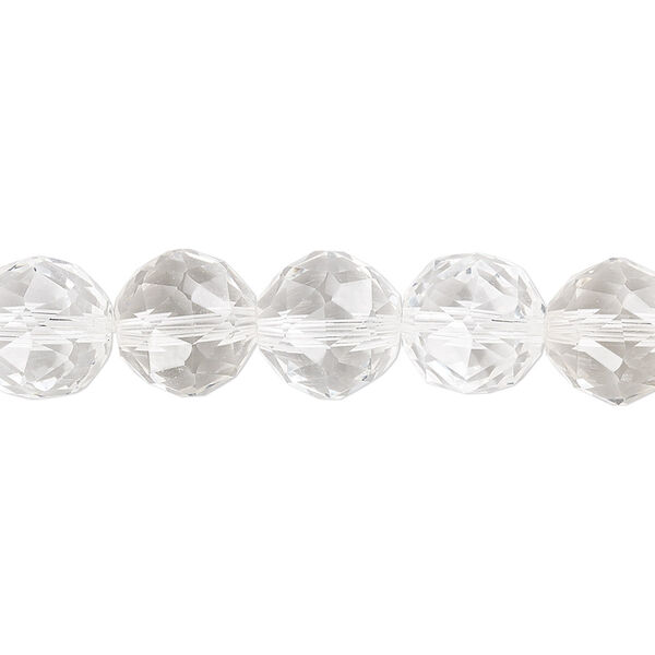 Quartz crystal 1pkg1, rose-cut round bead natural 8 inch 10mm image number 0