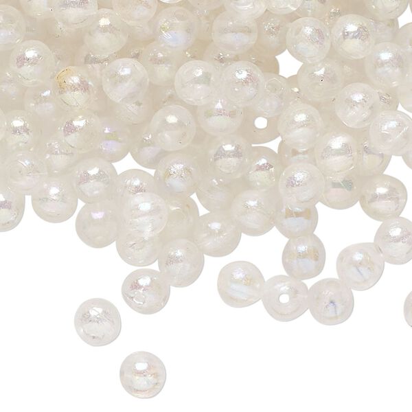 Bead, acrylic, translucent rainbow clear, 5mm round. Sold per 2-ounce pkg, approximately 1040 beads. image number 0