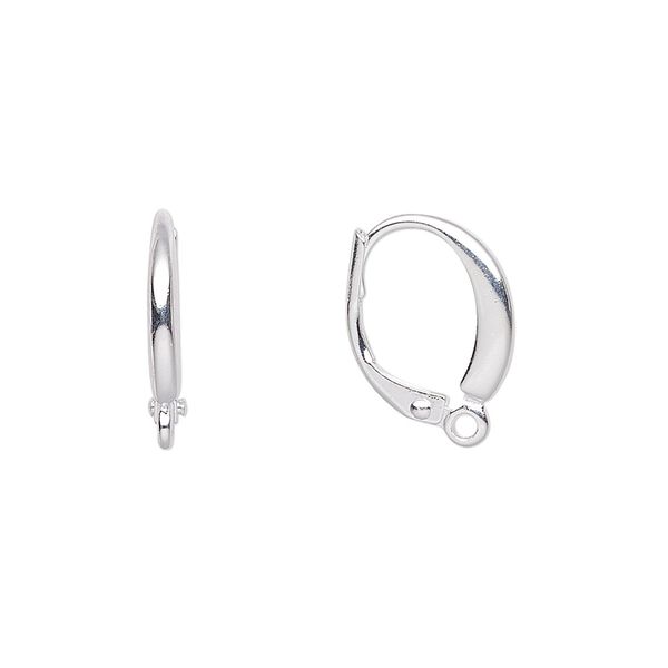 Ear wire leverback 1pkg10 silver-plated, 16mm / closed loop, brass 5 pair image number 0