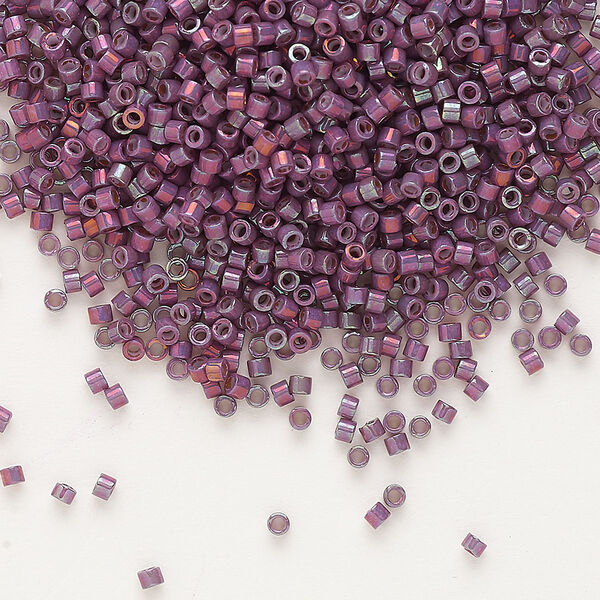 Seed bead, Delica®, glass, pkg/250g, #11 round, opaque metallic gold iris medium raspberry (DB-1012). image number 0