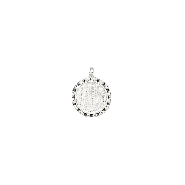 Drop, antique silver-plated brass, 9.5mm round with SS34 round setting. Sold individually. image number 0