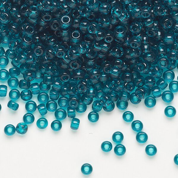 Seed bead, Miyuki, glass, pkg/250g, #8 rocaille, transparent teal (RR-2405). image number 0