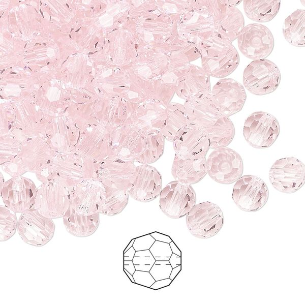 Bead 576pk pink sapphire, Preciosa Czech crystal 5mm round image number 0