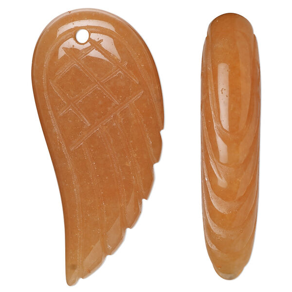 Red aventurine 1pkg1, hand-cut top-drilled 2-sided wing focal natural 38x18mm-40x19mm image number 0