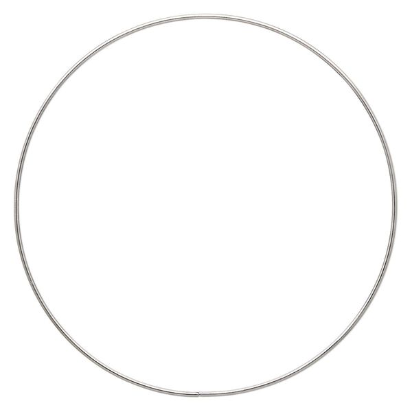 Beading hoop, imitation rhodium-plated steel, 9-inch closed round. Sold per pkg of 2. image number 0