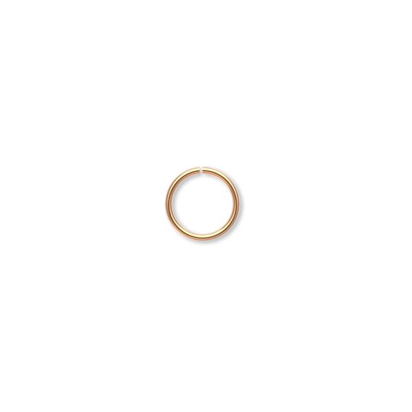 Jump ring, gold-plated brass, 8mm round, 6.4mm inside diameter, 20 gauge. Sold per pkg of 100. image number 0