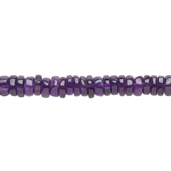 Amethyst 1pkg1, hand-cut rondelle bead natural B grade, 8 inch 4x1mm-6x2mm image number 0