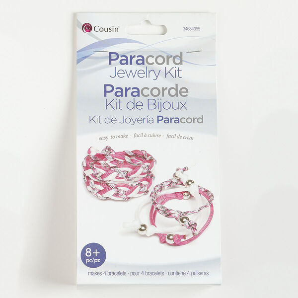 Paracord bracelet kit, nylon and silver-finished brass, multicolored. Sold per set. image number 0