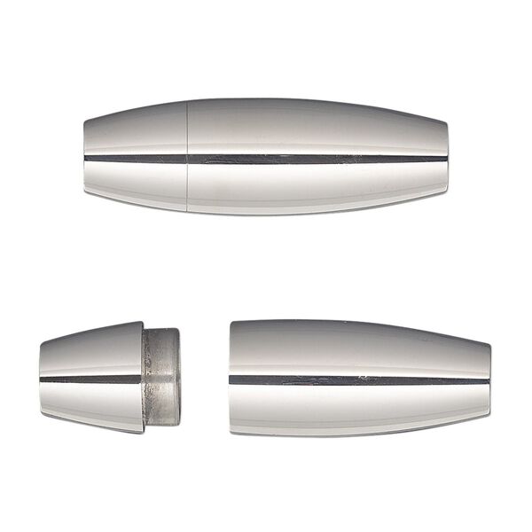 Clasp, magnetic, stainless steel, 30x10mm barrel with glue-in ends, 5mm inside diameter. Sold individually. image number 0