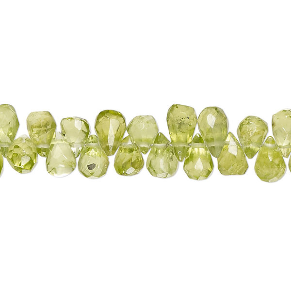 Peridot 1pkg1, hand-cut top-drilled faceted teardrop bead natural C+ grade, 14 inch 5x4mm-13x5mm image number 0