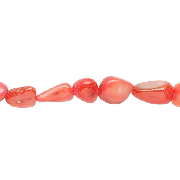 Bead, mother-of-pearl shell (dyed), Hawaiian fruit punch, small to large pebble, Mohs hardness 3-1/2. Sold per 30-inch strand. image number 0