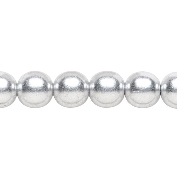 Bead, Czech glass druk, opaque satin metallic silver, 10mm round. Sold per 15-1/2" to 16" strand. image number 0